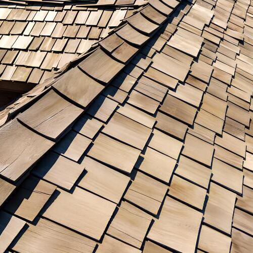 overhead view of wood shake roofing